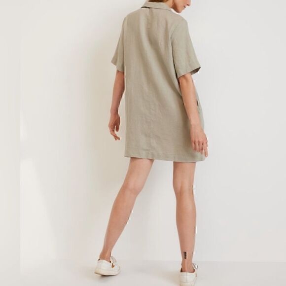 NEW Everlane The Linen Workwear Dress Sea Green Large - Picture 3 of 4